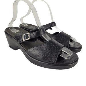 Dansko Annabel Black Textured Leather Double Strap Slide Sandal EU 41/US 10.5-11